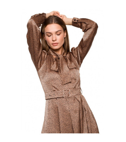 S288 Sukienka z wiązaniem przy szyi - wzór lampart - model 2