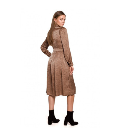 S288 Sukienka z wiązaniem przy szyi - wzór lampart - model 2