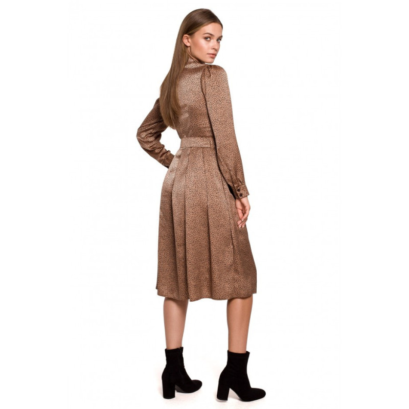 S288 Sukienka z wiązaniem przy szyi - wzór lampart - model 2