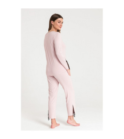 LA072 Bluzka do spania z koronką - różowa