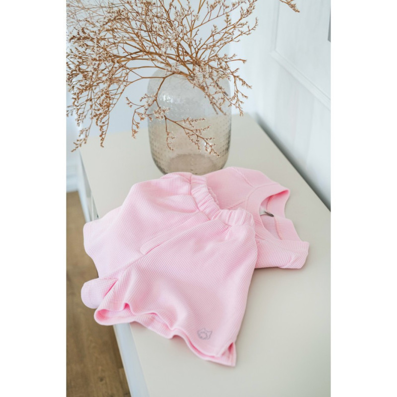 LA074 Szorty do spania z dzianiny wafelek - różowe