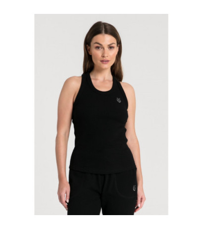 LA077 Bokserka z dzianiny wafelek - czarna