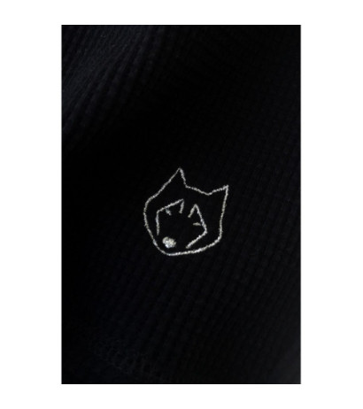 LA077 Bokserka z dzianiny wafelek - czarna