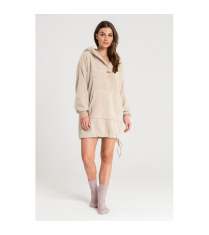 LA081 Pluszowa bluza oversize - cappuccino