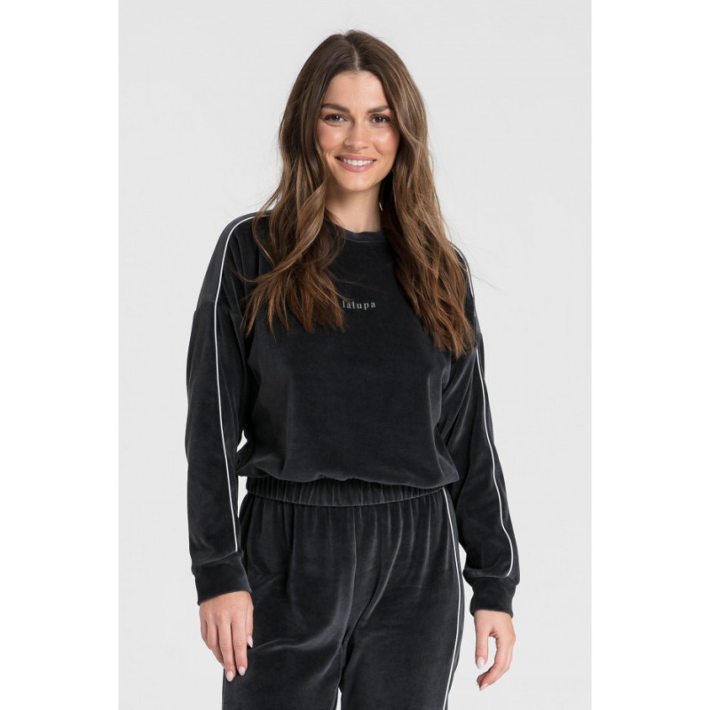 LA084 Welurowa bluza z wypustką - grafitowa