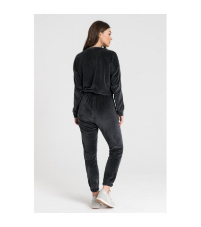 LA084 Welurowa bluza z wypustką - grafitowa