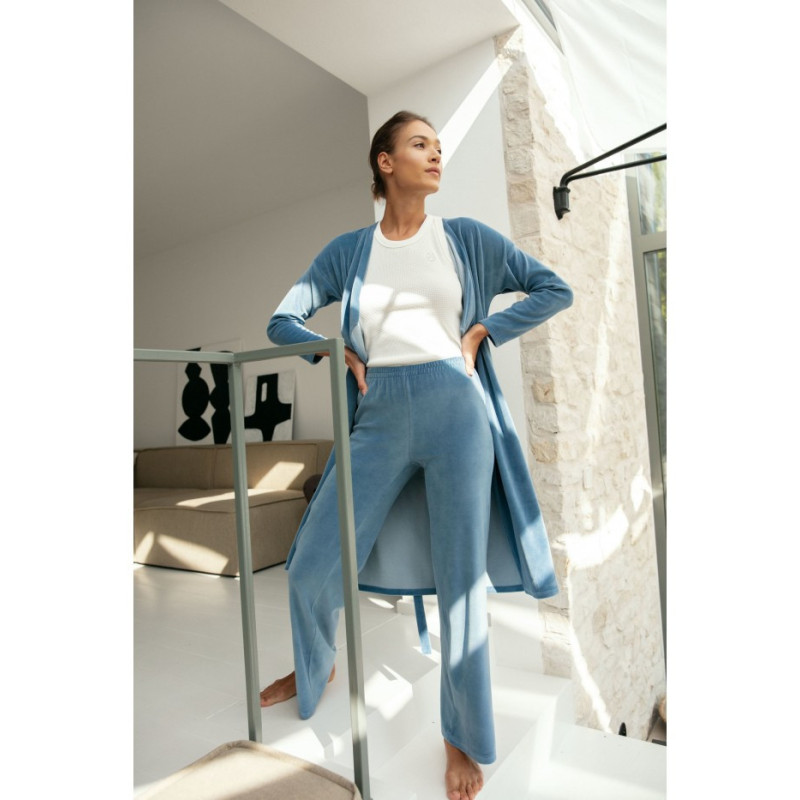 LA086 Spodnie z szerokimi nogawkami - niebieskie