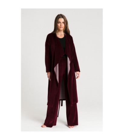 LA087 Szlafrok z asymetrycznym kołnierzem - bordowy