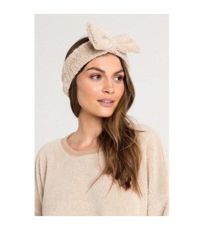 LA090 Pluszowa opaska z kokardą - cappuccino