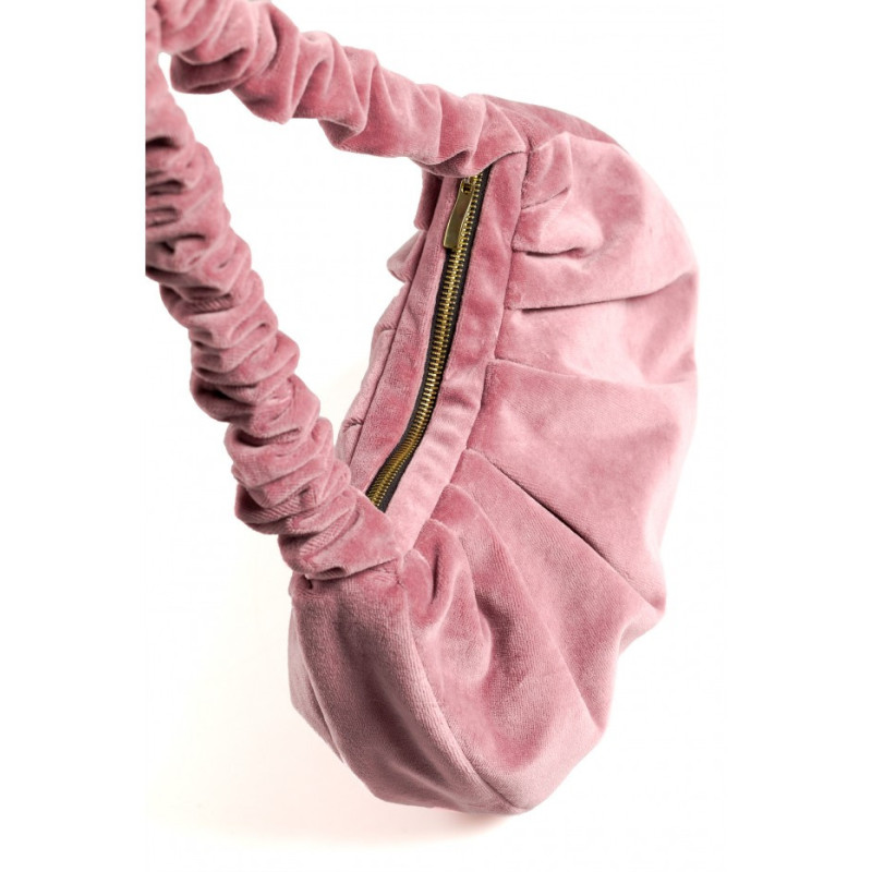 M657 Welurowa torebka na ramię - brudny róż