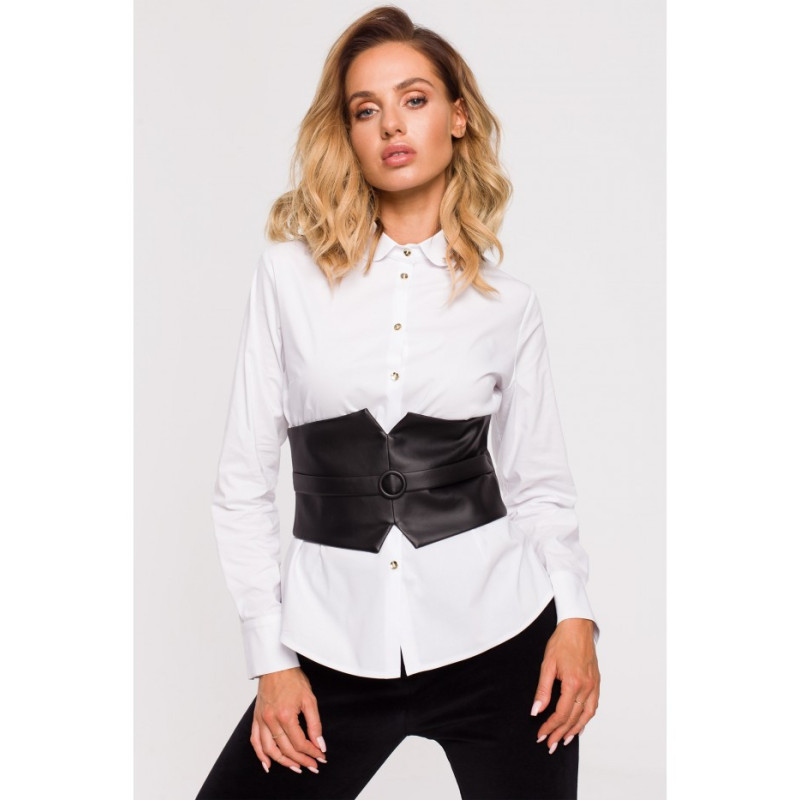 M661 Pasek-gorset ze sztucznej skóry - czarny