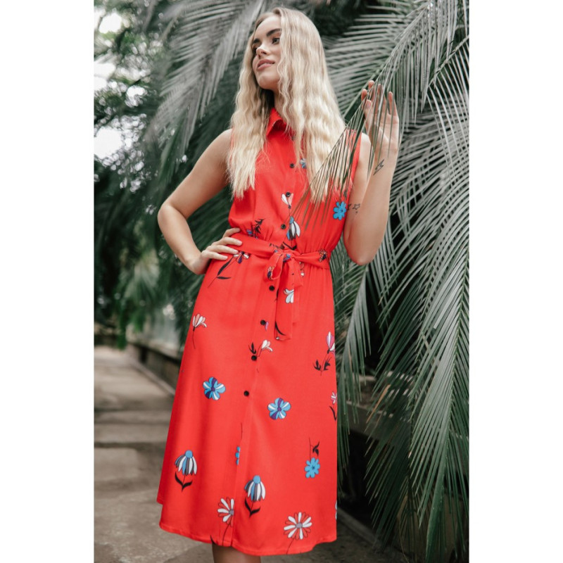 B230 Sukienka bez rękawów zapinana na guziki - model 2