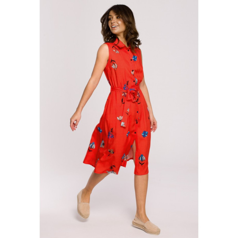 B230 Sukienka bez rękawów zapinana na guziki - model 2