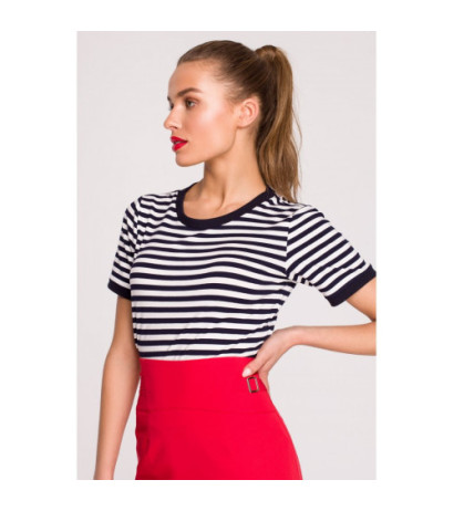 S297 Spódnica ołówkowa z wysoką talią i klamerkami - czerwona