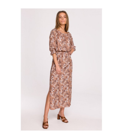 S300 Sukienka maxi a la hiszpanka w kwiaty - model 1