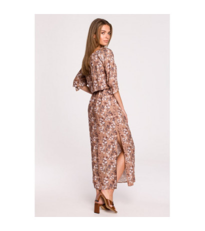 S300 Sukienka maxi a la hiszpanka w kwiaty - model 1