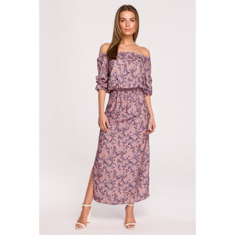 S300 Sukienka maxi a la hiszpanka w kwiaty - model 2