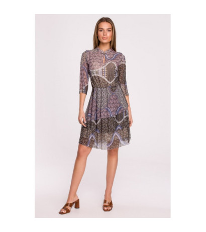 S303 Sukienka z siatki z trzema falbankami - model 1