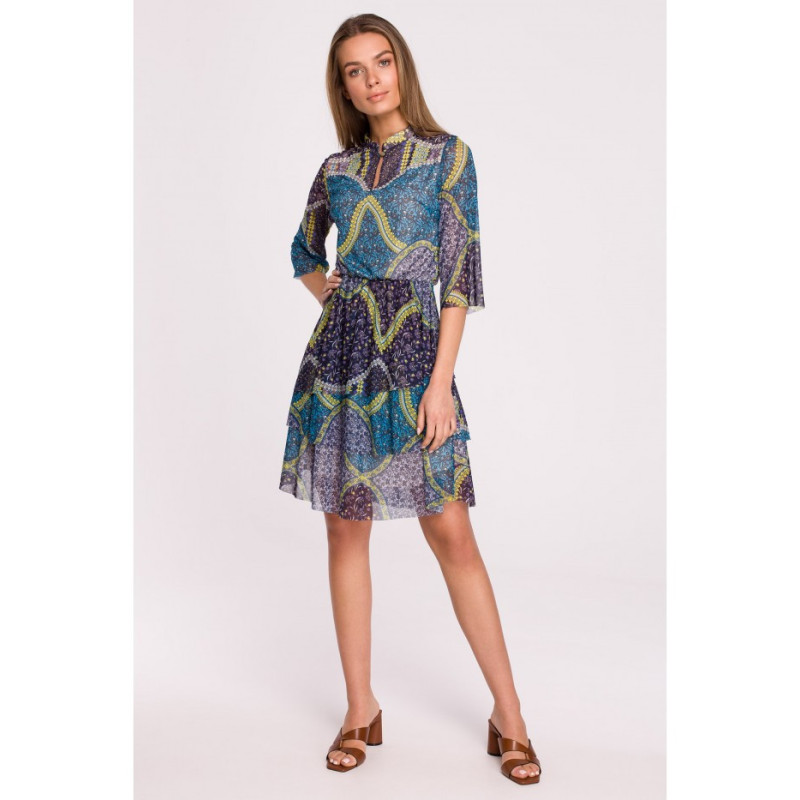 S303 Sukienka z siatki z trzema falbankami - model 2