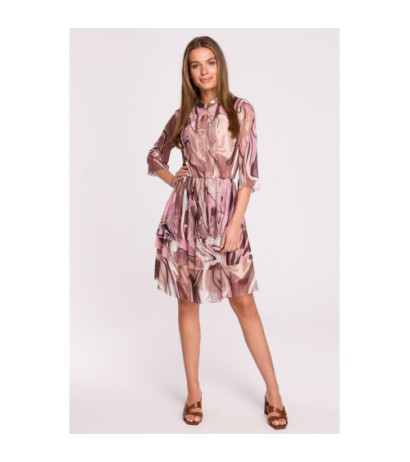 S303 Sukienka z siatki z trzema falbankami - model 3