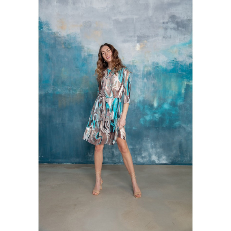 S303 Sukienka z siatki z trzema falbankami - model 4