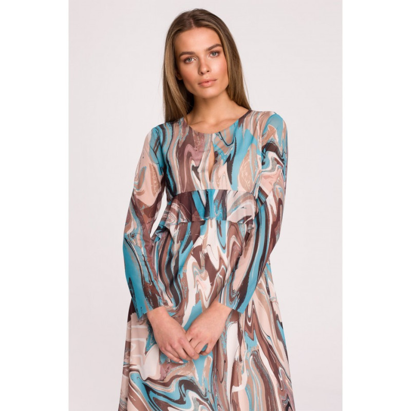 S302 Sukienka z siatki z falbanką pod biustem - model 4