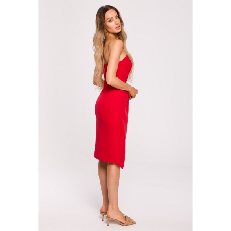 M666 Sukienka gorsetowa warstwowa - czerwona