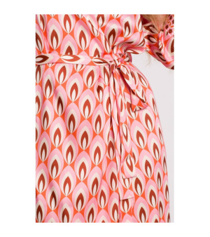 M668 Sukienka z nadrukiem na zakładkę z paskiem - model 2