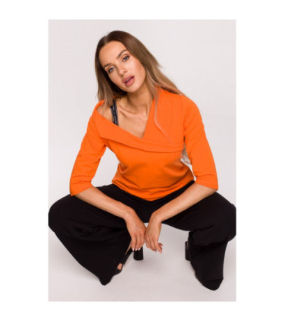 M678 Bluzka z dekoltem i lampasem MOE - pomarańczowa