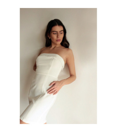 K131 Sukienka gorsetowa gładka - ecru