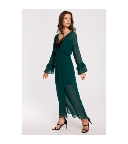 K136 Sukienka szyfonowa maxi - zielona