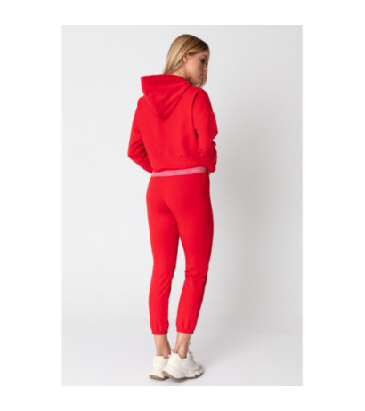 LA103 Krótka bluza z gumą logowaną - czerwona