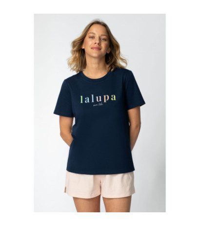 LA109 T-shirt z napisem "LALUPA sea life" - granatowy