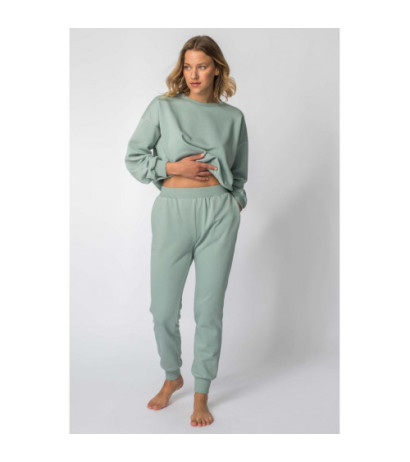 LA112 Spodnie dresowe ze ściągaczami - miętowe