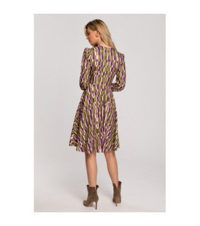 K145 Sukienka rozkloszowana we wzór - model 1