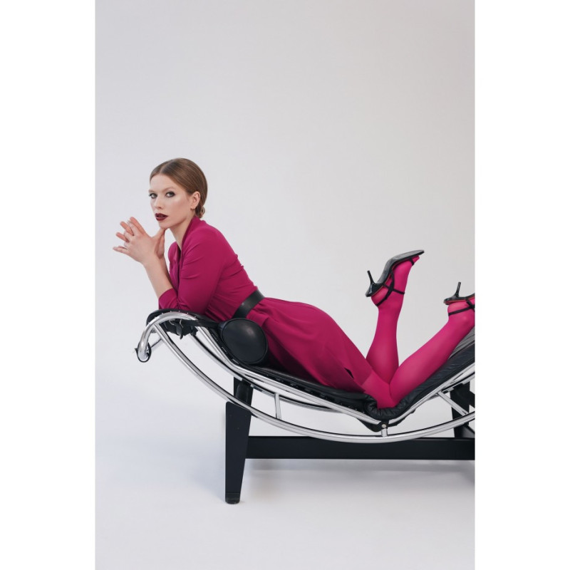 S312 Sukienka żakietowa z paskiem - śliwkowa