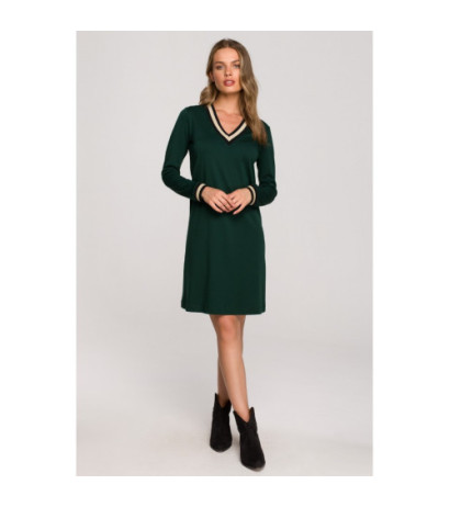 S328 Sukienka ze ściągaczami z lurexem - zielona