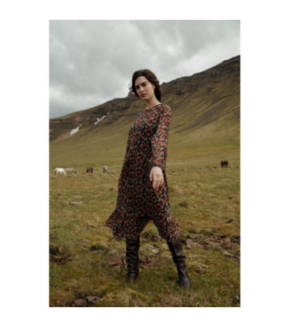 S320 Sukienka szyfonowa z falbaną - model 2