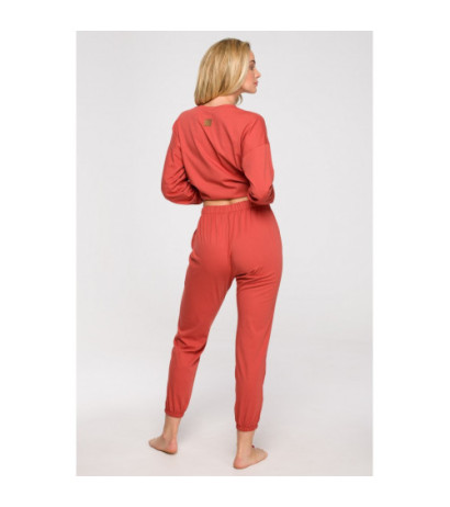 LA123 Długie spodnie do spania - karminowe