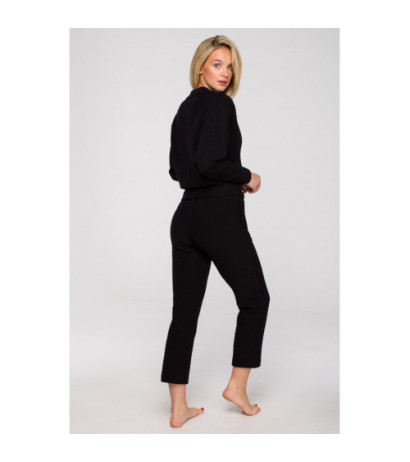 LA128 Bluza z kopertowym dekoltem - czarna