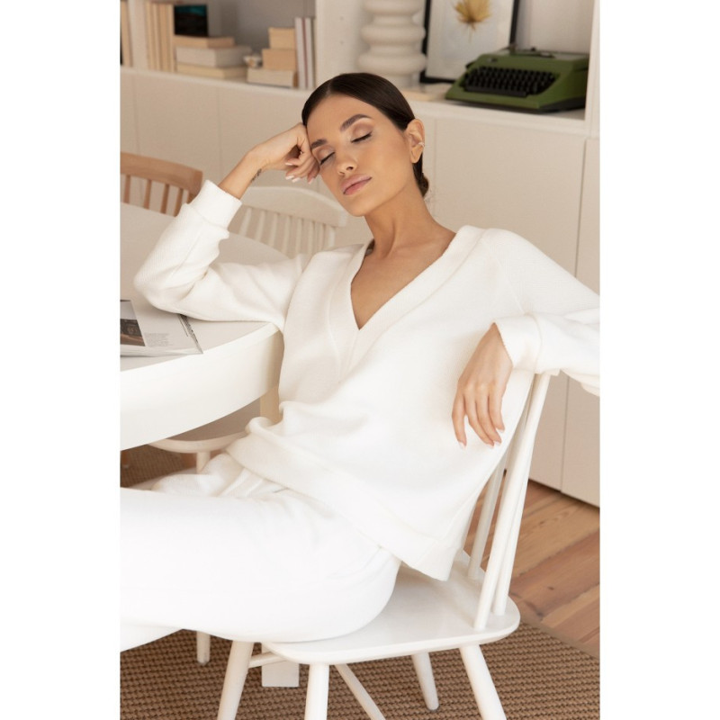 LA131 Bluza z głębokim dekoltem - ecru