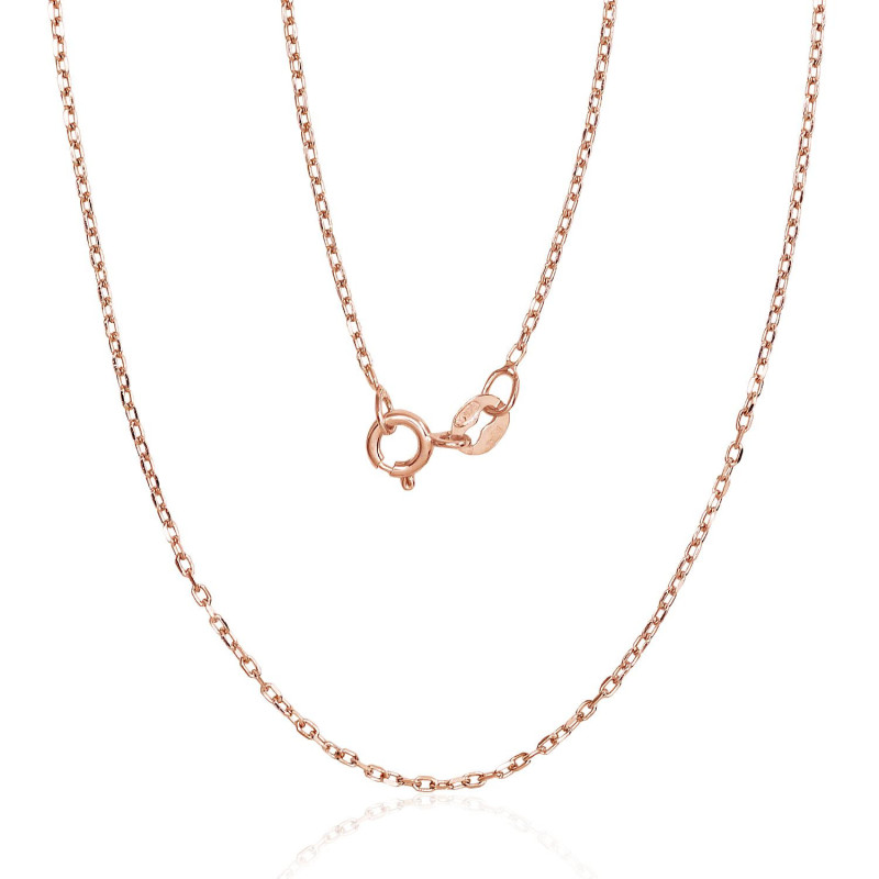 Silver chain Anchor 1 mm , diamond cut 2400084(PAu-R), Silver 925°, red gold (Plating)