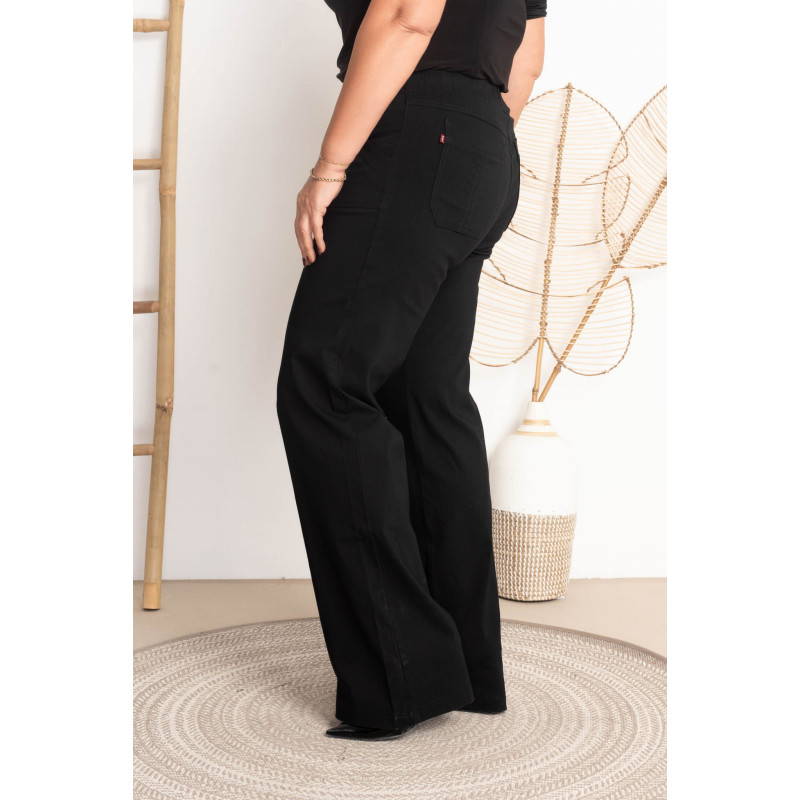 Platėjantys tamprūs džinsai paaukštintu liemeniu MIXA 11 Black