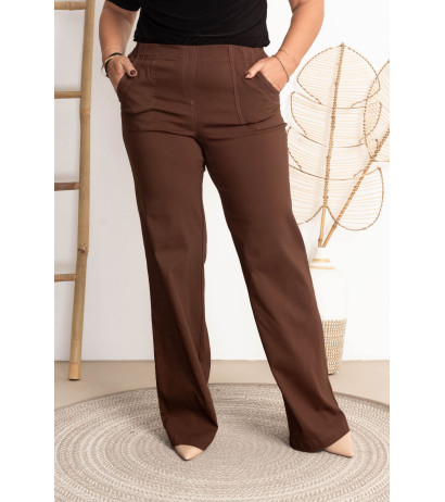 Platėjantys tamprūs džinsai paaukštintu liemeniu MIXA 11 Chocolate