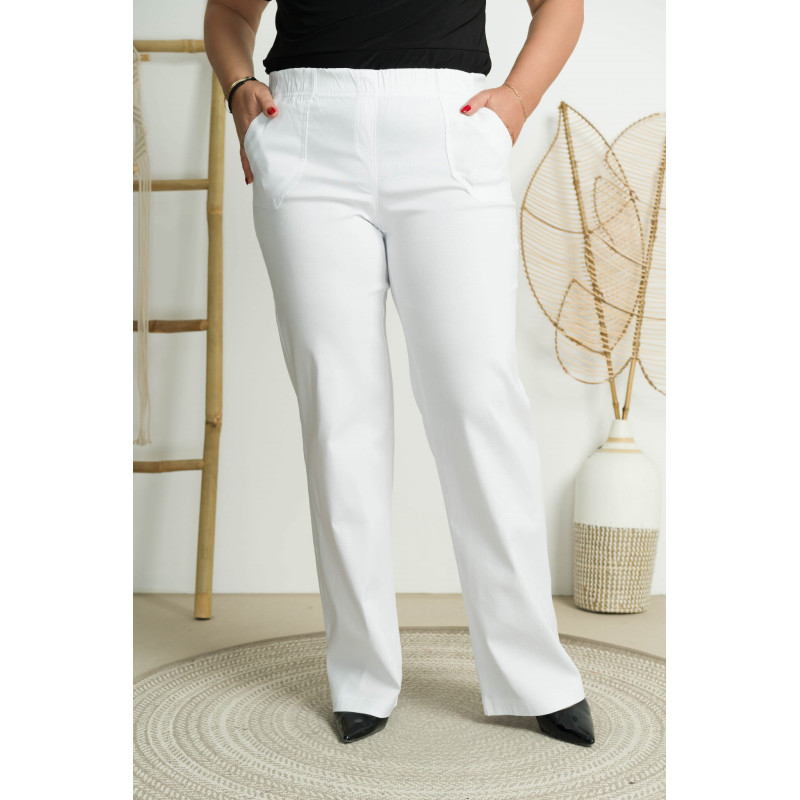 Izstieptie džinsi ar augstu vidukli MIXA 11 White