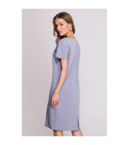 S392 Sukienka o luźnym fasonie z dekoltem V - gołębi