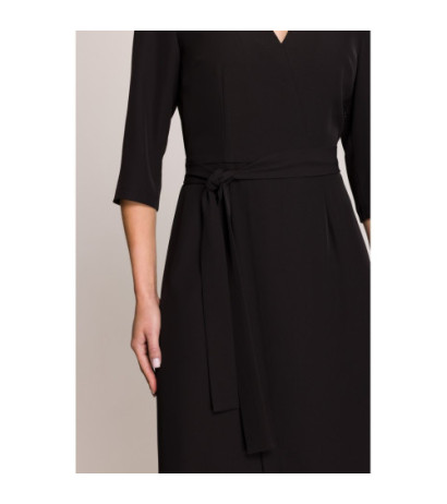 S396 Sukienka z kopertowym motywem - czarna