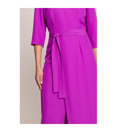 S396 Sukienka z kopertowym motywem - lawendowa