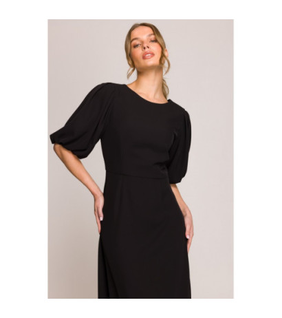S399 Sukienka z bufiastymi rękawami - czarna
