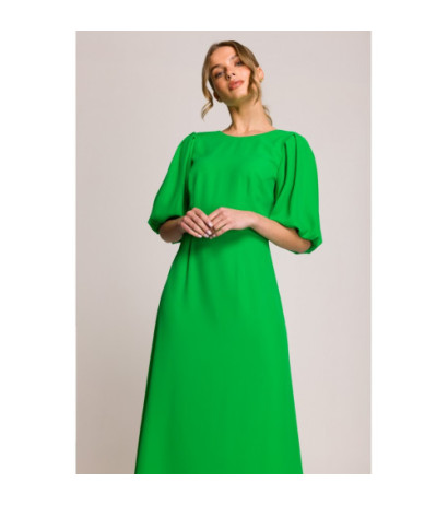 S399 Sukienka z bufiastymi rękawami - soczysty zielony